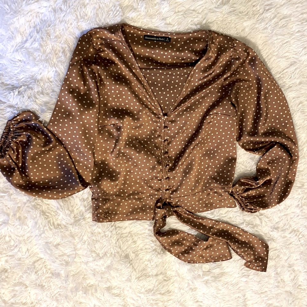 Abercrombie and Fitch satin polka dot blouse